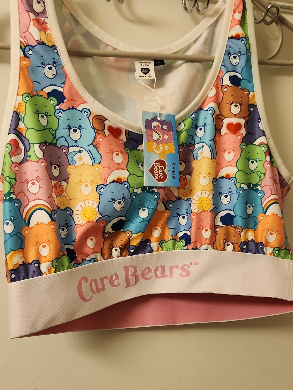 Shein × Care Bears Rainbow Multicolor Logo Elastic Crop Top Size L - Picture 3 of 7